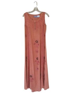 Neelam Fashion Rust Vintage Sleeveless Tie Back Maxi Dress Large